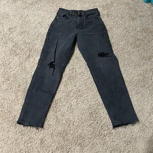 American Eagle Outfitters Black Distressed Straight Leg Jeans